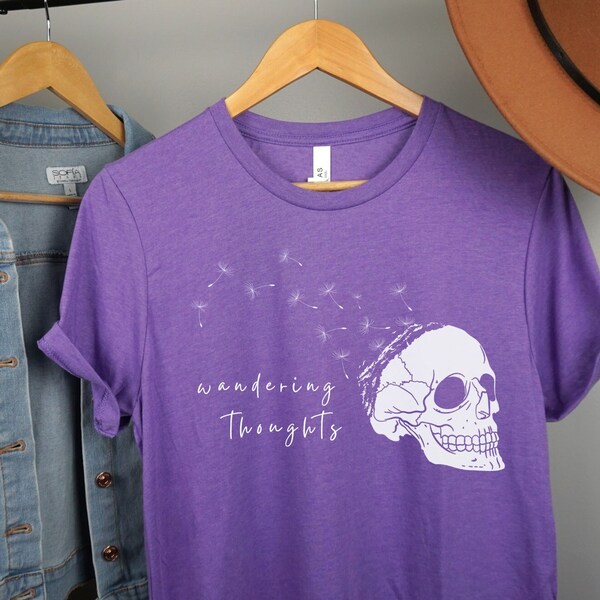 Wandering Thoughts Skull & Flowers | Cute Skeleton Shirt for Daydreamers