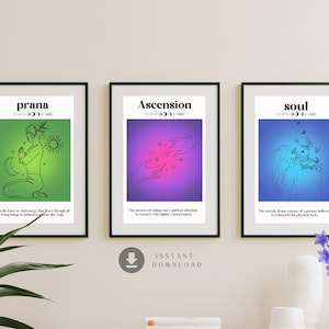 Aura wall art set of three aura wall art spiritual wall print colourful aura wall art trendy wall art aura wall decor positive affirmation