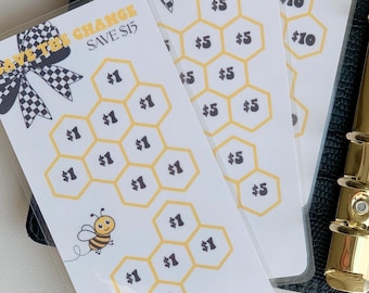 Honeycomb Save the Change Savings Challenge for A6 Budget Binder By Amy Plans