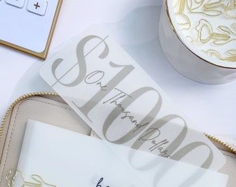 Laminated Vellum Placeholder Money: Cash Stuffing Budgeting by Amy Plans