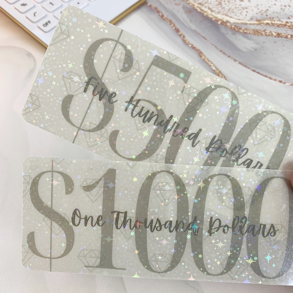 Sparkle Diamond Placeholder Money for Cash Stuffing Envelope Budgeting | Prop Money | 100 | 500 | 1,000 | Fully Funded | Amy Plans
