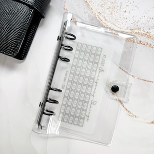 Clear Cash Binder - A6 Black Hardware Binder | Cash Stuffing Binder | A6 Personal Size Binder | Amy Plans