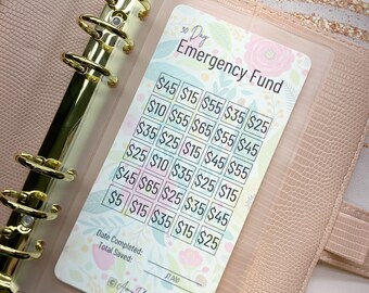 30 Day Floral Emergency Fund Challenge Savings Tracker for A6 Cash Stuffing Binder