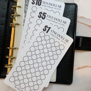 Denomination Savings Challenge Tracker | Cash Stuffing | Amy Plans