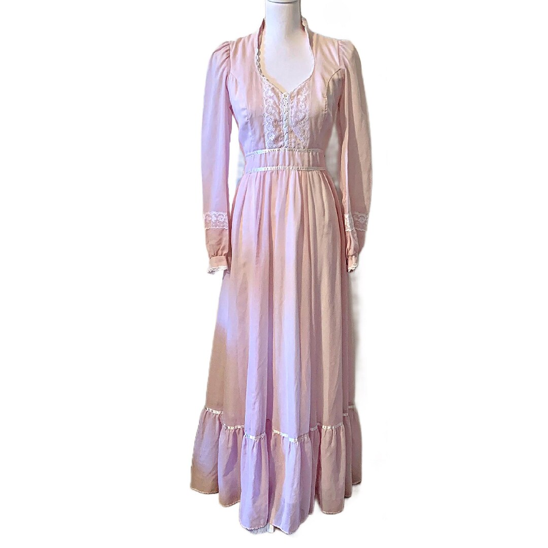 Vintage 70s Gunne Sax Corset Maxi Dress - Jessica Mcclintock - Size ...
