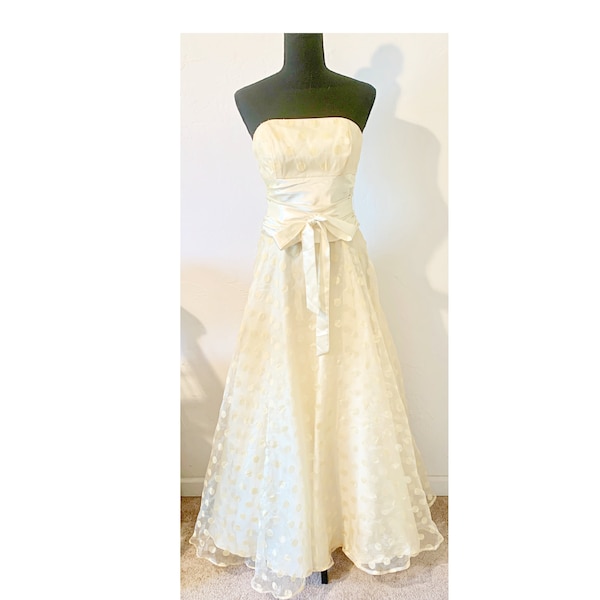 Yellow Strapless Polka Dot Prom Party~Y2K= Gorgeous