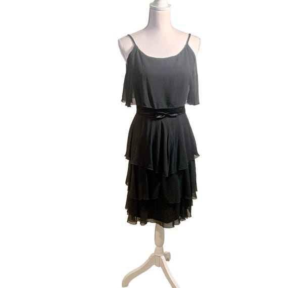 sachin and babi light blue dress Poly USA 9586 Glitter Short A-Line Tiered Dress