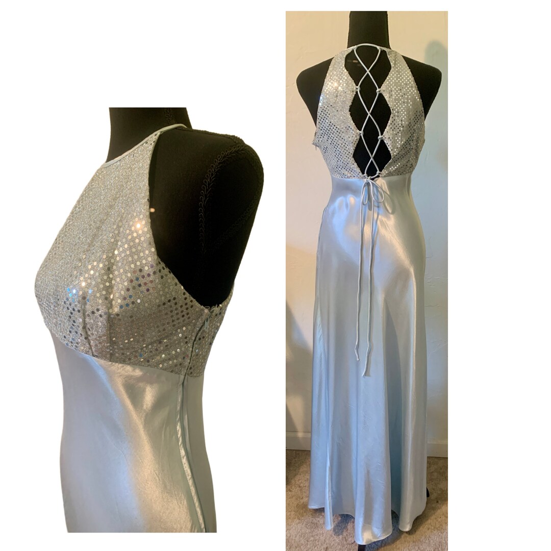 Vintage 80's Zum Zum ~ Halter Long Elegant Gown ~ Corset Back Bust 36 ...