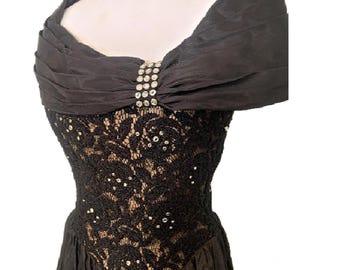 Scarlett Nite -vintage Dress - 1980's Women's (jrs.) Size 5/6 Mini Formal Dress off Shoulder, Puff Sleeve, Black/gold Glitter - Etsy Scarlett Nite -vintage Dress - 1980's Women's (jrs.) Size 5/6 Mini Formal Dress off Shoulder, Puff Sleeve, Black/gold Glitter - Etsy