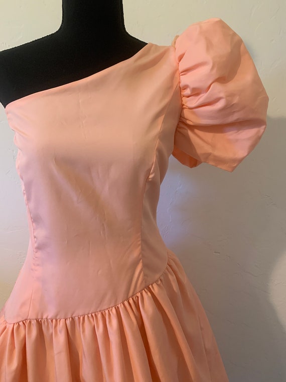 Vintage 80's peach Party Prom Dress ~Bust 38~ Spa… - image 2
