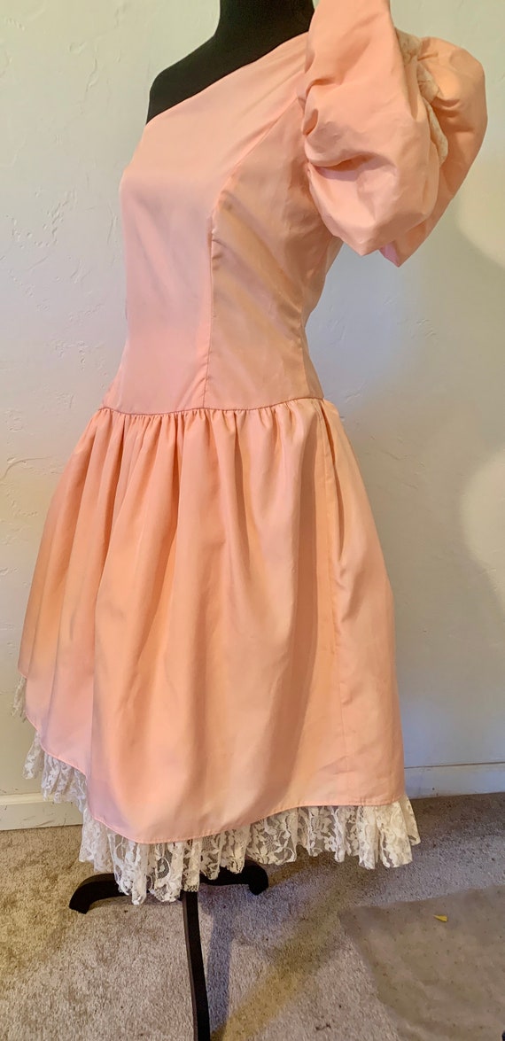 Vintage 80's peach Party Prom Dress ~Bust 38~ Spa… - image 9