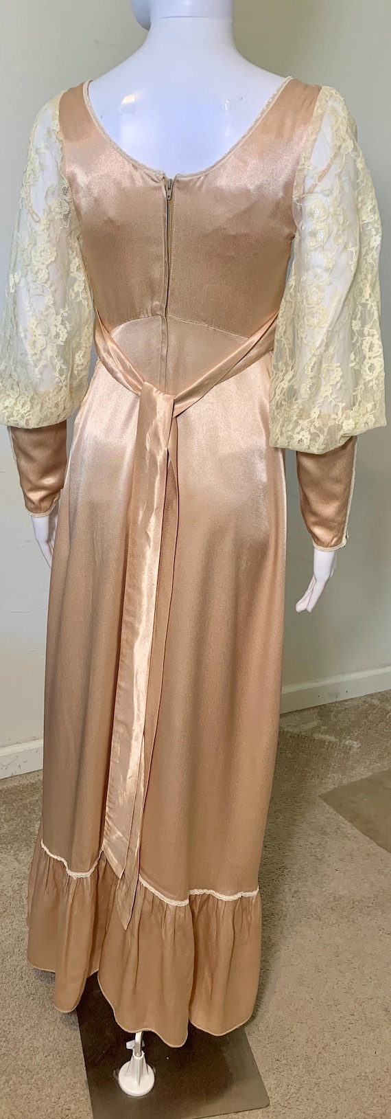 Vintage 70s Gunne Sax Maxi Dress: Satin Corset, Lace … - Gem