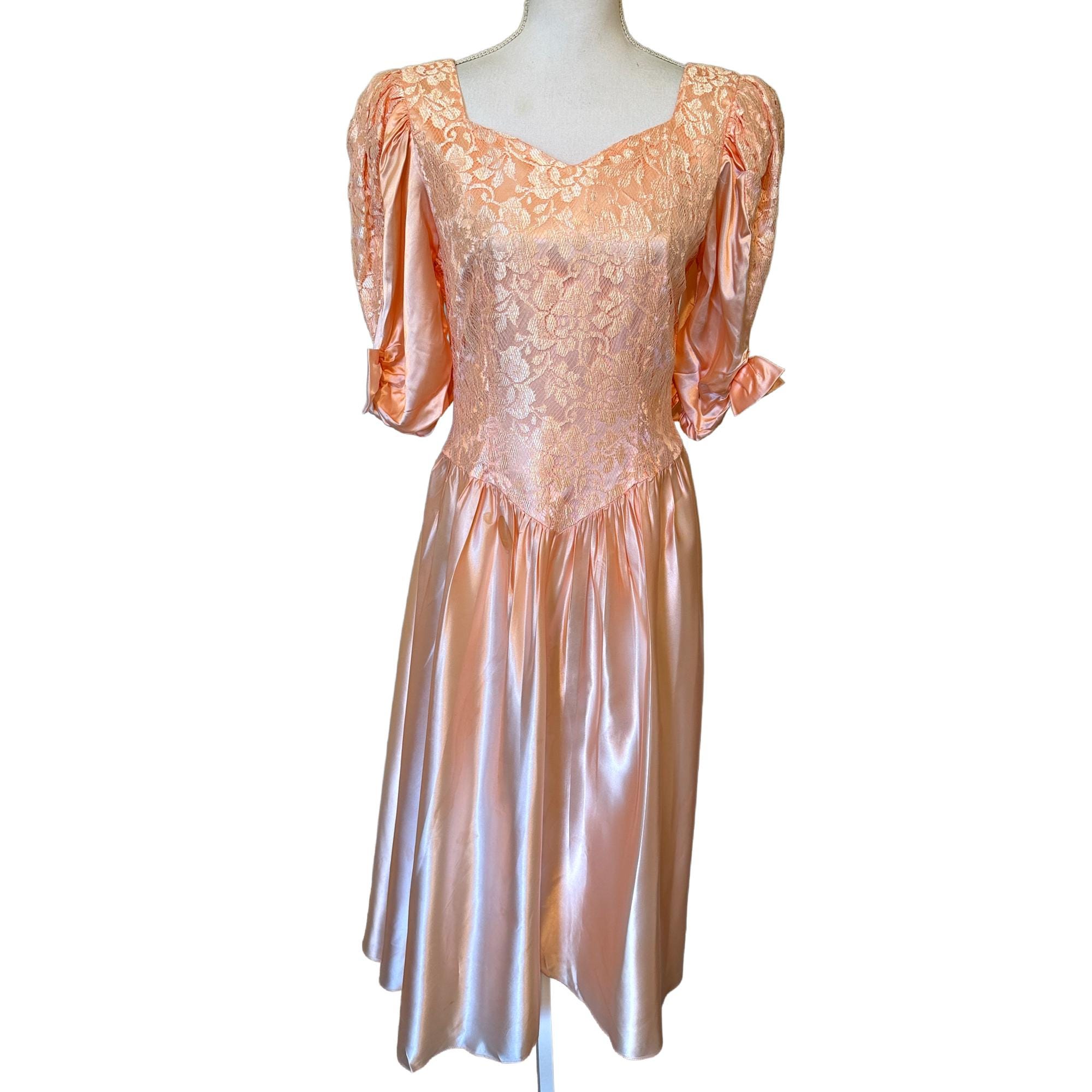 80s Bridesmaid Dress Peach - Etsy