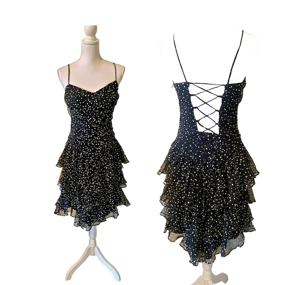 Vintage New Leaf~party prom dress ~corset back~la… - image 1