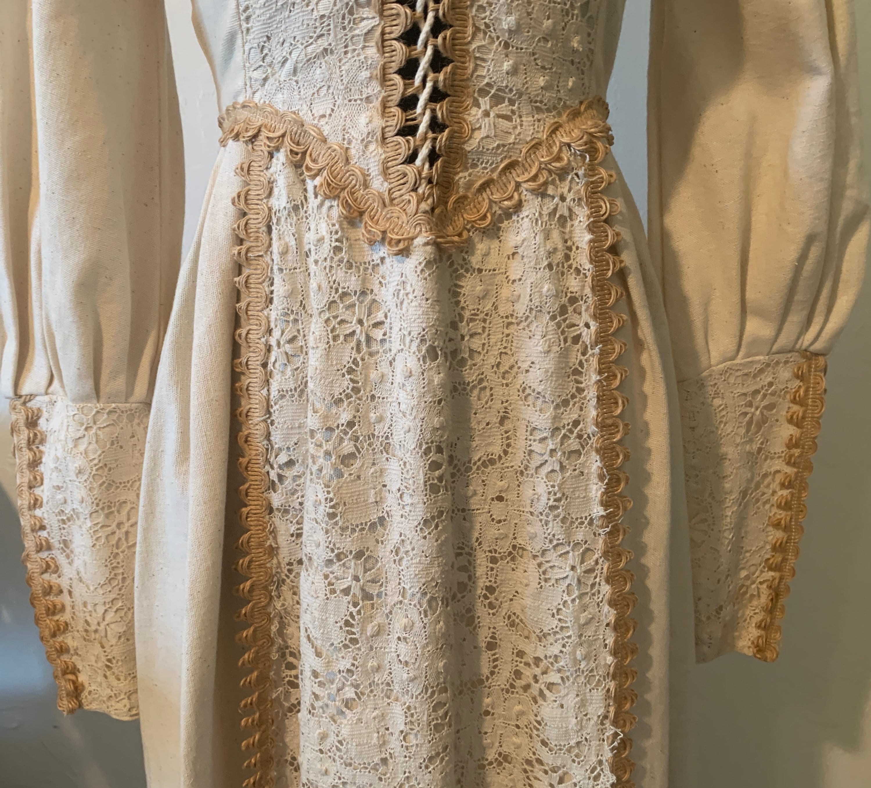 Vintage 60's Black Label Corset Gunne Sax Burlap With Apron ...