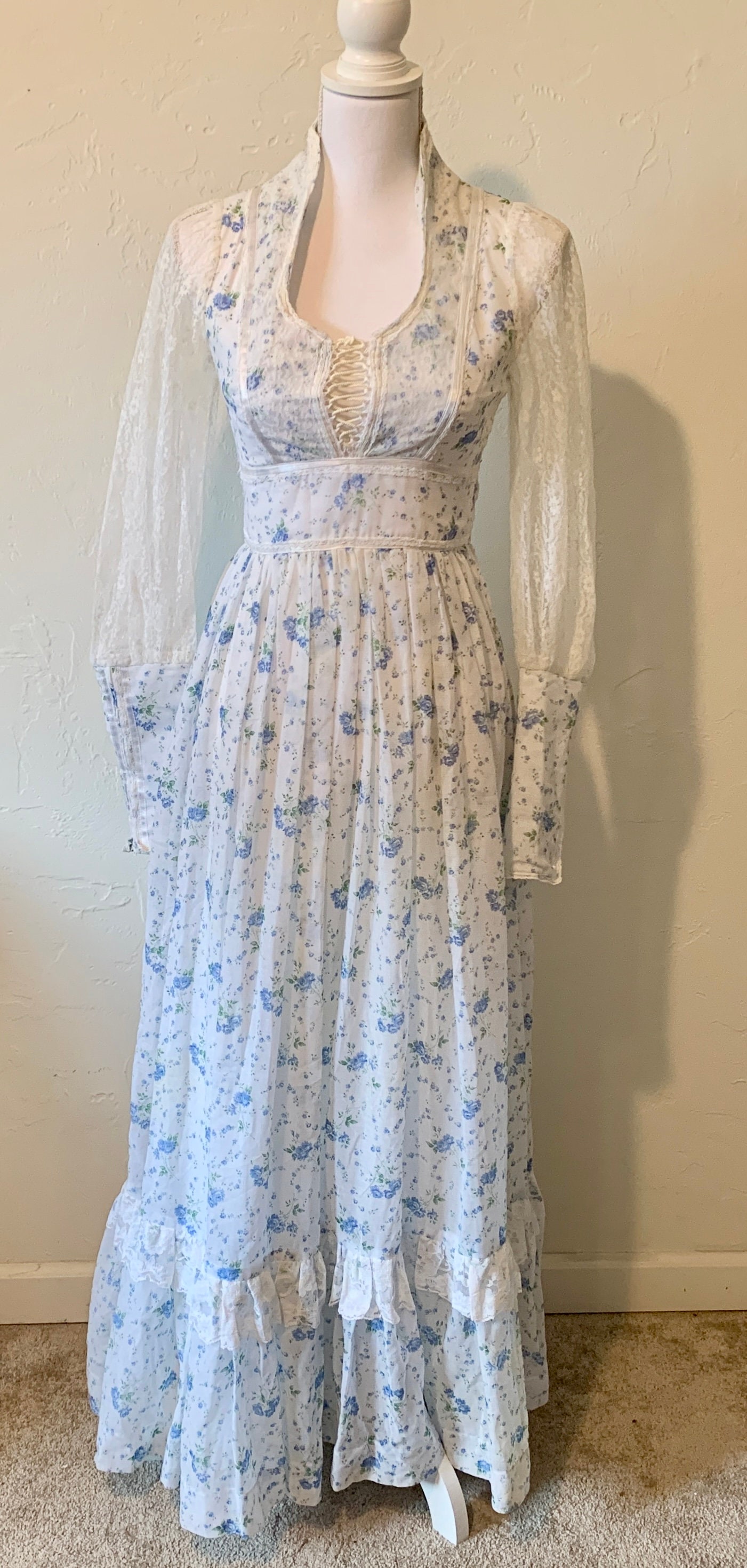Vintage Corset Gunne Sax Maxi Prairie Dress - Etsy