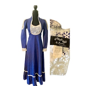Vintage 1960s Gunne Sax Denim Dress: Jessica McClintock, Size Medium