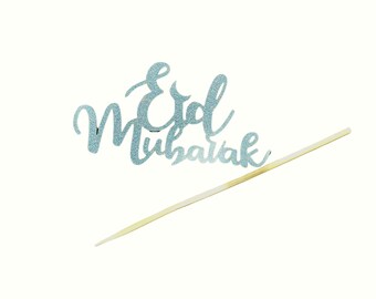 Eid Mubarak cupcake topper Eid Mubarak decor Eid decoration dessert toppers golden eid cake topper silver eid cupcake picks eid muffin picks