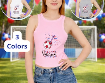 Panama Soccer Ball with Red Blue Fireworks Tank Top | Panama Futbol Pride