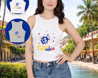Colombia paint splatter soccer crest Tank Top | Colombian flag colors Futbol top