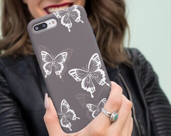 Brown Butterfly iPhone Case Cute Butterfly Case Brown and White Gift Idea