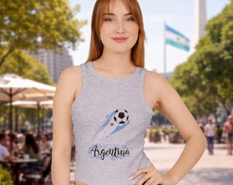 Argentina Soccer Ball streak graphic Tank Top | Soccer fan racer crop Futbol top Argentina