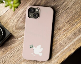 Pink Christian Phone Case Dove iPhone Case Holy Spirit Case Yahweh White and Pink