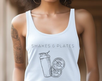 Shakes & Plates, Women's Workout Tank, Gym Apparel, Fitness, Workout Top Women, Workout Muscle Tank, Cute gym shirt, Tank Top,