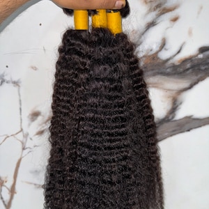 Bundels van echt Indiaas kinky krullend haar, maagdelijk – meerdere donoren, klitvrij, 100% echt haar, volumineuze krullen, 18-30 inch