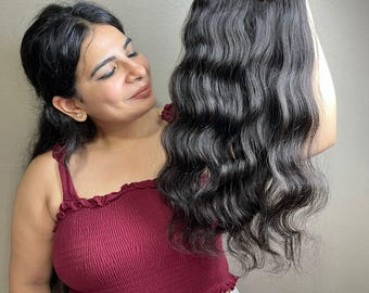 Virgin Wavy Human Hair Bundle: Natural Black/Brown, Ethically Sourced