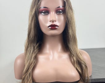 Blonde Brown Mix Lace Front Wig: 100 Raw Human Hair