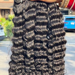 3 Bundle Deal – Indian Virgin Curly Human Hair Bundles | 100% Human Hair Extensions | Multi-Donor | Deep Curl Pattern | 14-30 Inch
