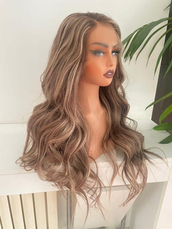 Ash Blonde Brown Mix Lace Front Wig: 100% Raw Human Hair - Etsy display picture 2