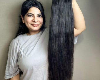 Extension di capelli umani vergini indiani lisci: setosi, non trattati, naturali