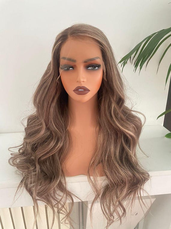 Ash Blonde Brown Mix Lace Front Wig: 100% Raw Human Hair - Etsy display picture 1