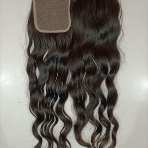 Virgin Human Hair Closure 4x4 Wavy – Multi-Donor, Tangle-Free, 100% Human Hair, Wavy Closure, Natural Black