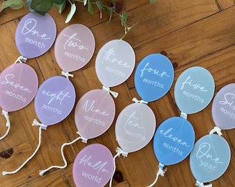 Baby Milestone Balloons: Monthly Photo Prop Set, Nursery Decor