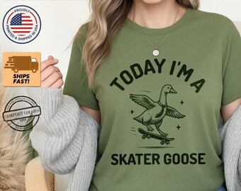 Funny Skater Goose Comfort Colors Shirt: Vintage Style Graphic Tee