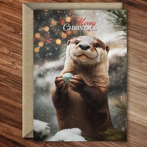 Otter & Geschenk - zauberhafte Weihnachts-Weihnachtskarte