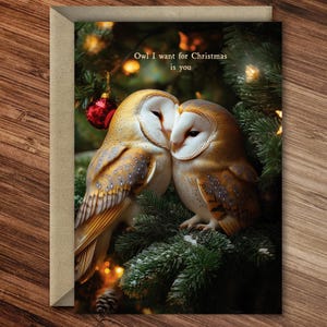 Eule, die ich zu Weihnachten will, bist Du - Niedliche Wickel-Weihnachtskarte