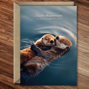 Câlins à la loutre de mer - Anniversaire romantique / Saint Valentin / Carte d'anniversaire