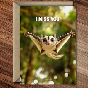 Câlin entrant - Carte enveloppante longue distance « Tu me manques » Sugar Glider
