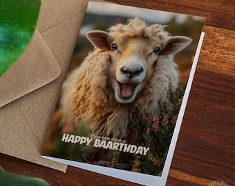 Sheep Birthday Card | Happy Baarthday | Funny Animal Wraparound Greeting Card