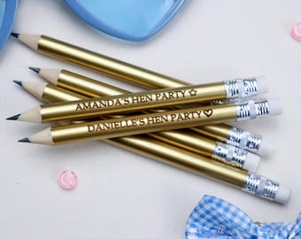 Hen Party Gold Pencils  - Team Bride Favors - Hen Do Games