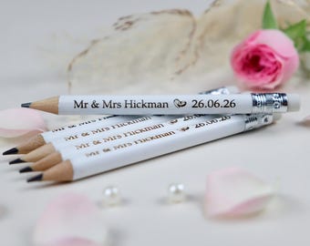 Wedding White Pencils - Custom Guest Favors - Guest Gift