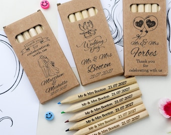 Wedding Coloring Pencils 6 Pack - Wedding Kids Gift - Wedding Guest Favor -  Wedding kids activity