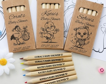 Baby Shower Coloring Pencils 6 Pack - Baby Shower Kids Gift - Baby Shower Guest Favor - Baby Shower Idea