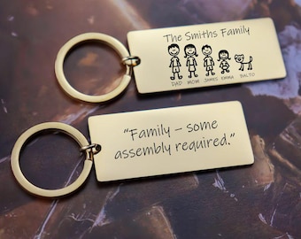 Engraved Family Keyring - Personalised Character Keychain