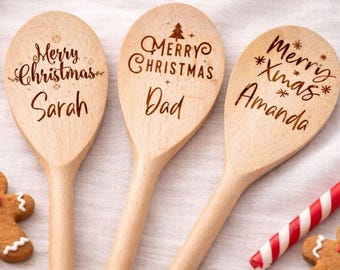 Cucchiai di legno personalizzati - Cucchiaio di Natale - Cucchiaio di legno con auguri di Natale
