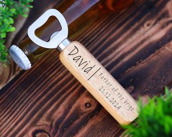 Personalised Wooden Bottle Opener Gift Engraved Wedding Gift for Best man Father of the Bride Usher Groomsman Wedding day Gifts Stag do